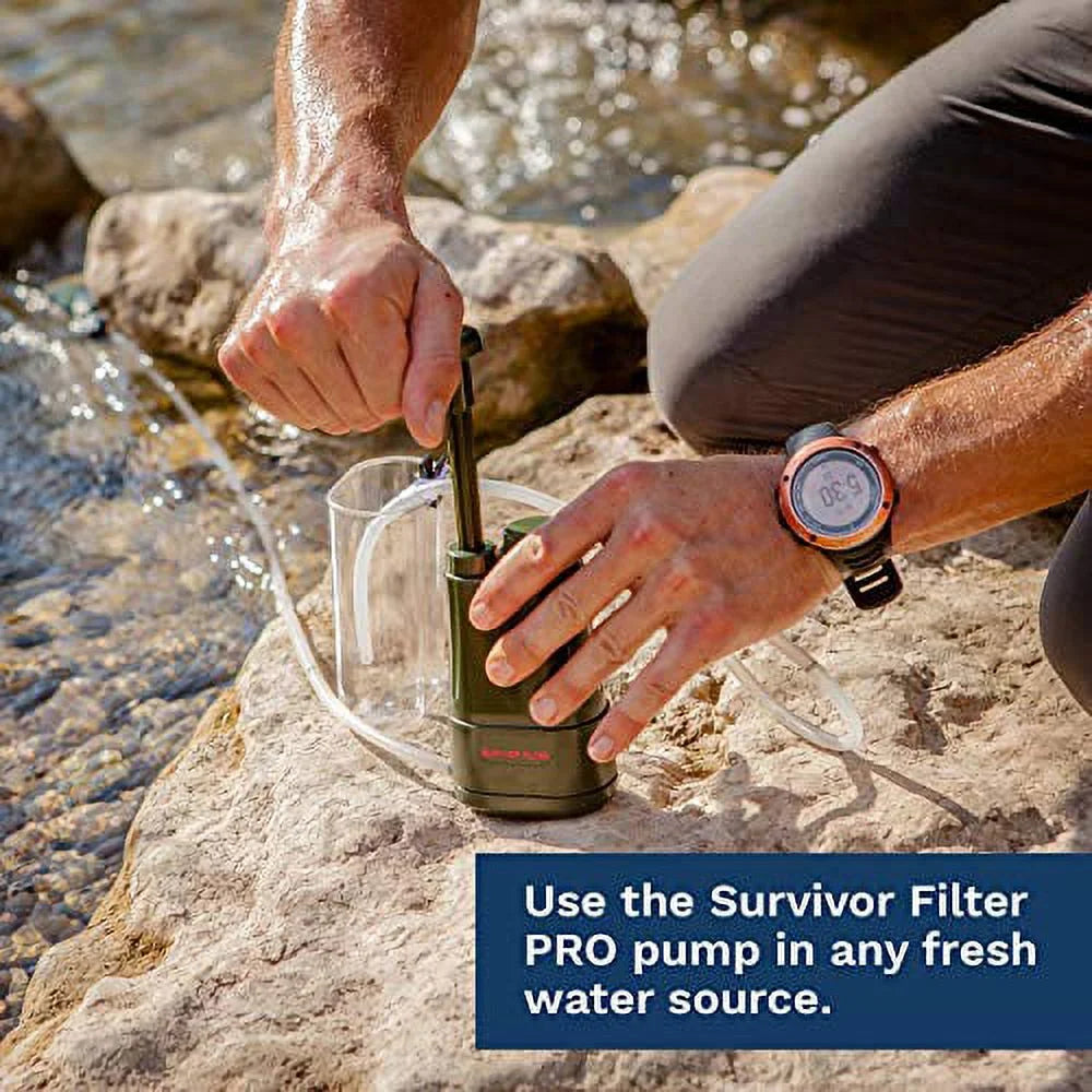 Portable Hand-Pump Water Filter for Backpacking Hiking Camping A21826