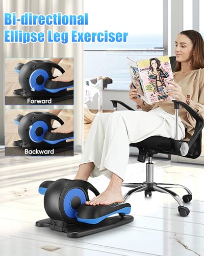 Under Desk Elliptical, Electric Leg Exerciser for Seniors, Portable Seated Foot Pedal with Remote X102