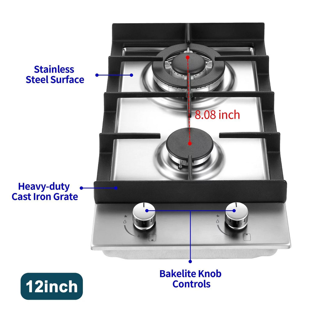 12 inch Gas Cooktop Stainless Steel NG/LPG Built-in A1442