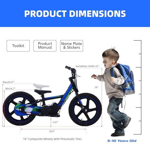 Electric Dirt Bike for Kids Aged 3-6, 170W Motor, 24V Battery, 12IN Tires J8048