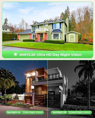 Solar Security Cameras Wireless Outdoor with 10" Monitor, 2K Color Night Vision, 2-Way Audio R5350