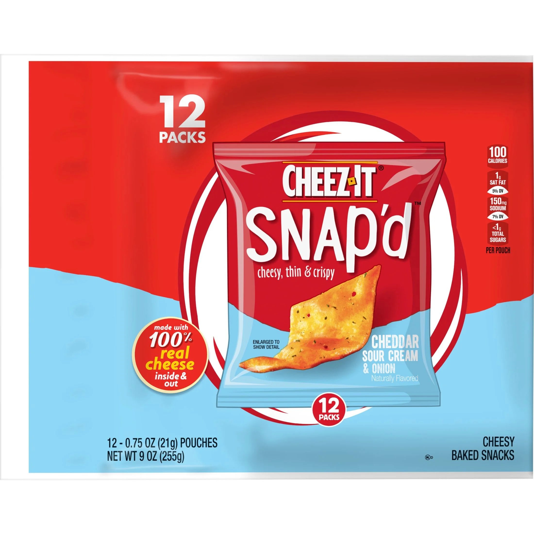 Cheddar Sour Cream Onion Cheese Cracker Chips, 9 oz, 12 Count R2024