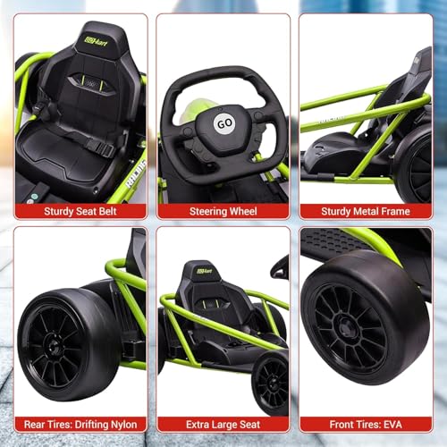 Electric Drift Kart for Kids, 24V Ride On Toy with 2×300W Motors Z27187