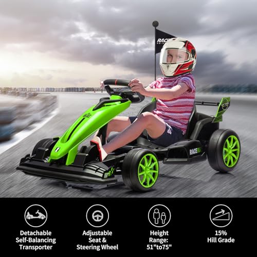 Electric Drift Kart for Kids, Ride-On Car with Adjustable Seat A721