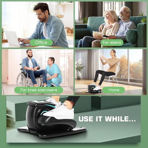 Under Desk Elliptical, Electric Leg Exerciser for Seniors, Portable Seated Foot Pedal with Remote X102