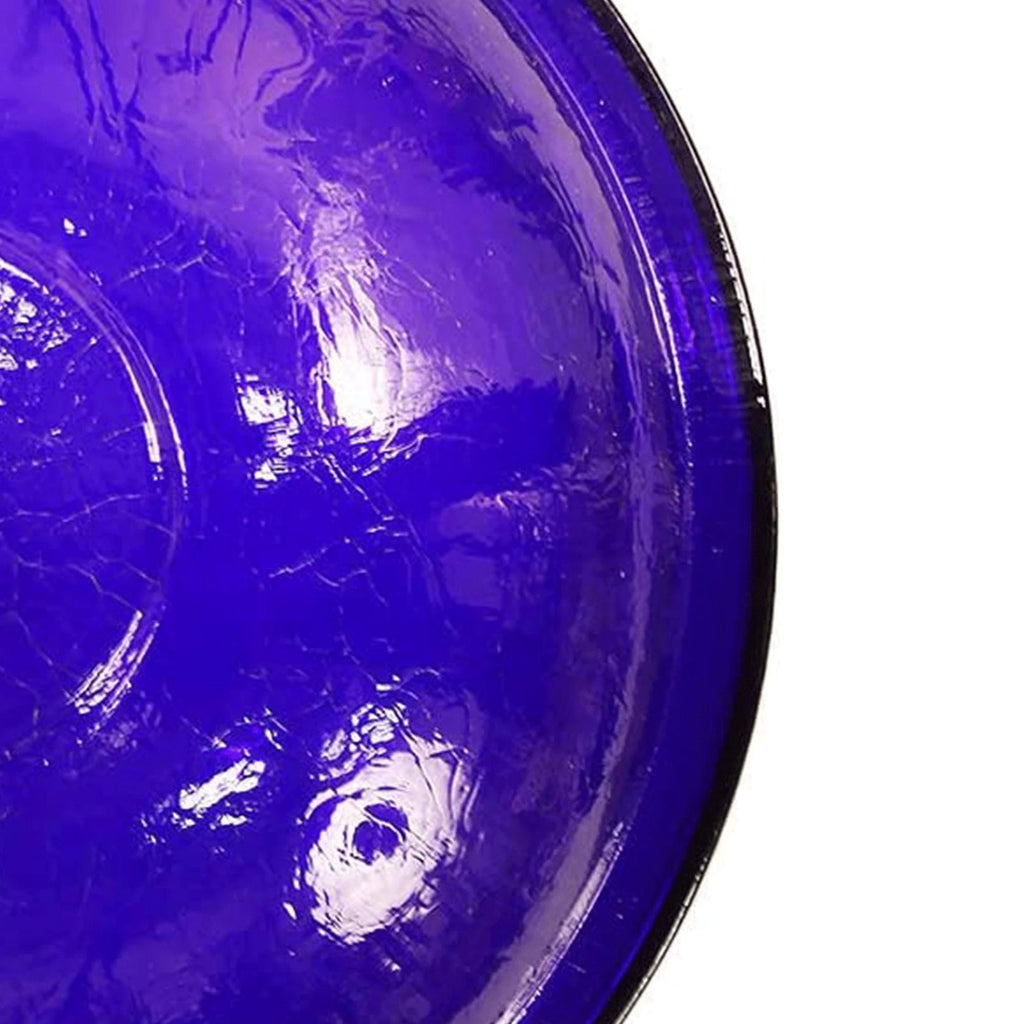 Crackle Glass Bowl and Birdbath Decoration, Cobalt Blue E292