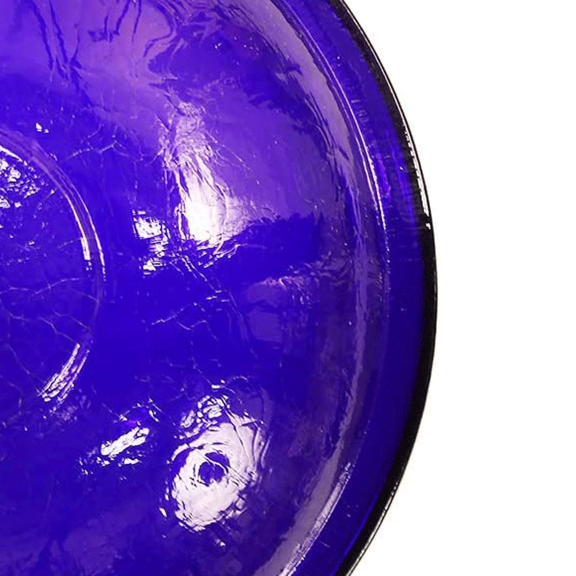 Crackle Glass Bowl and Birdbath Decoration, Cobalt Blue E292