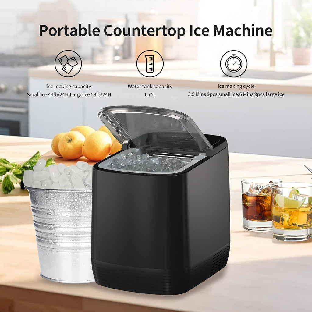 Countertop Ice Maker with Auto-Cleaning, Portable with Basket and Scoop P13620
