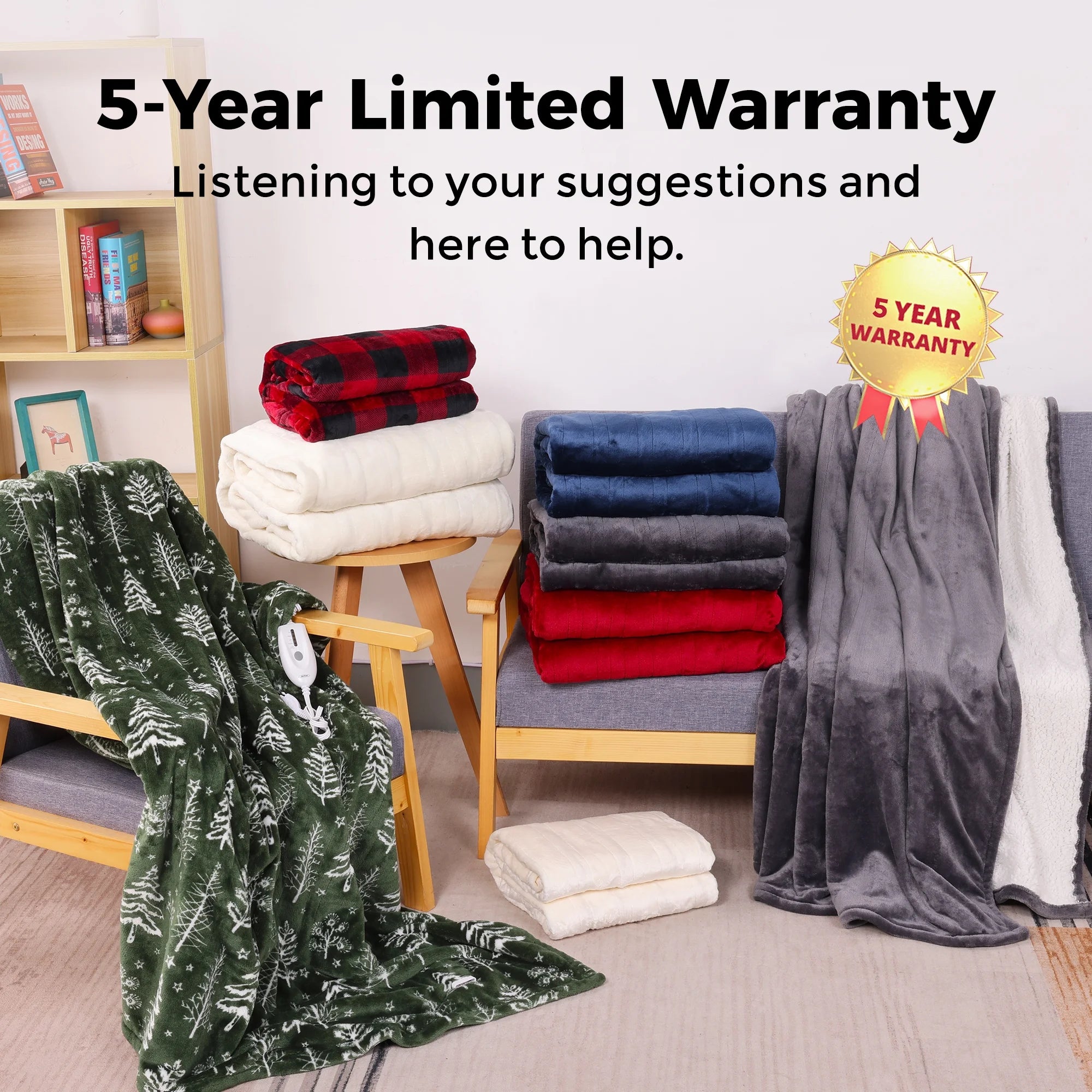 Heated Throw Blanket with 4-Hour Auto Off, Machine Washable J30096