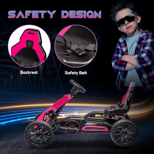 12V Electric Go Kart for Kids, Ride-On Toy with Adjustable Speed W1614