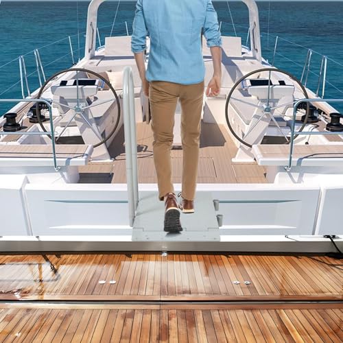 Boat Boarding Platform with Handrail, Folding Dock Step M3596