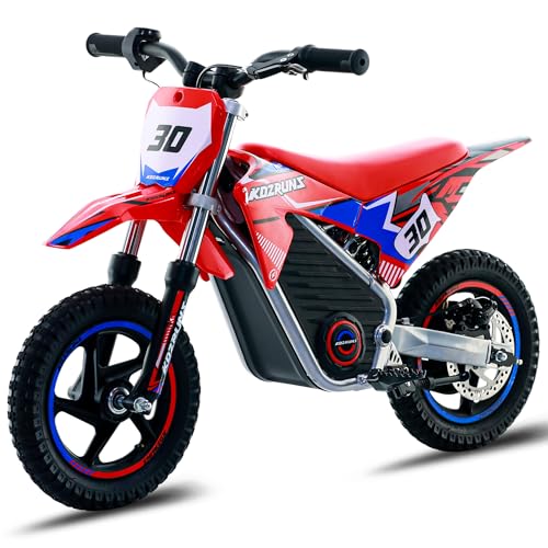 Electric Dirt Bike for Kids Aged 4-8, 350W Brushless Motor, 14'' Off-Road Tires, Blue Y255
