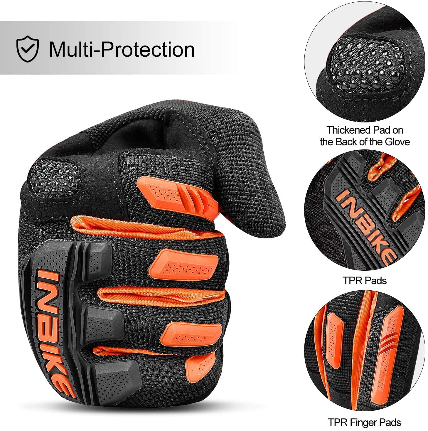 MTB Mountain Bike Gloves Touchscreen with Padded Knuckle Protection P8223