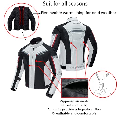 Motorcycle Jacket Waterproof Windproof Armoured for Men F734