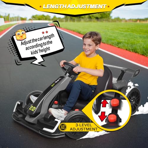24V Kids Go Kart 300W Electric Drift Kart Outdoor Race Toy with 2X150W Motor, 7AH Battery K12878