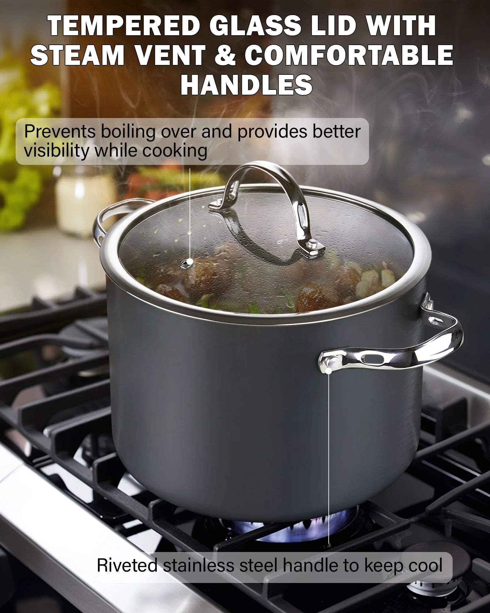 Nonstick Hard Anodized Cookware Set, 8-Piece Pots and Pans A591