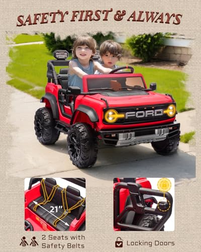 24V Ride on Car for Big Kids, 2 Seater with Remote Control, 4-Wheeler Suspension, 3 Speeds, LED Lights D981