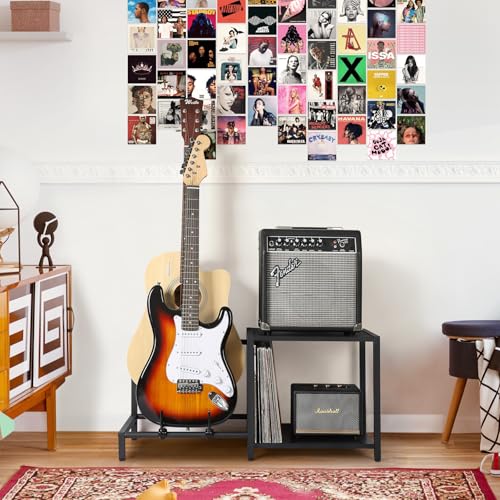 Guitar Rack, 3-Piece Floor Stand with Amp Support, Adjustable Holder for Multiple Instruments H140