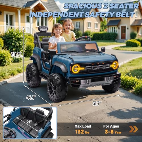 2 Seater Ride On Car for Kids, 24v Electric Truck with Remote Control, Blue V213