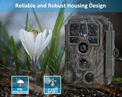 Trail Camera, 64MP 1296p, Night Vision, Motion Activated, Waterproof U4495