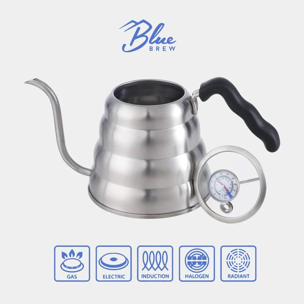 Gooseneck Kettle with Thermometer, 40 oz Stainless Steel for Coffee and Tea K773