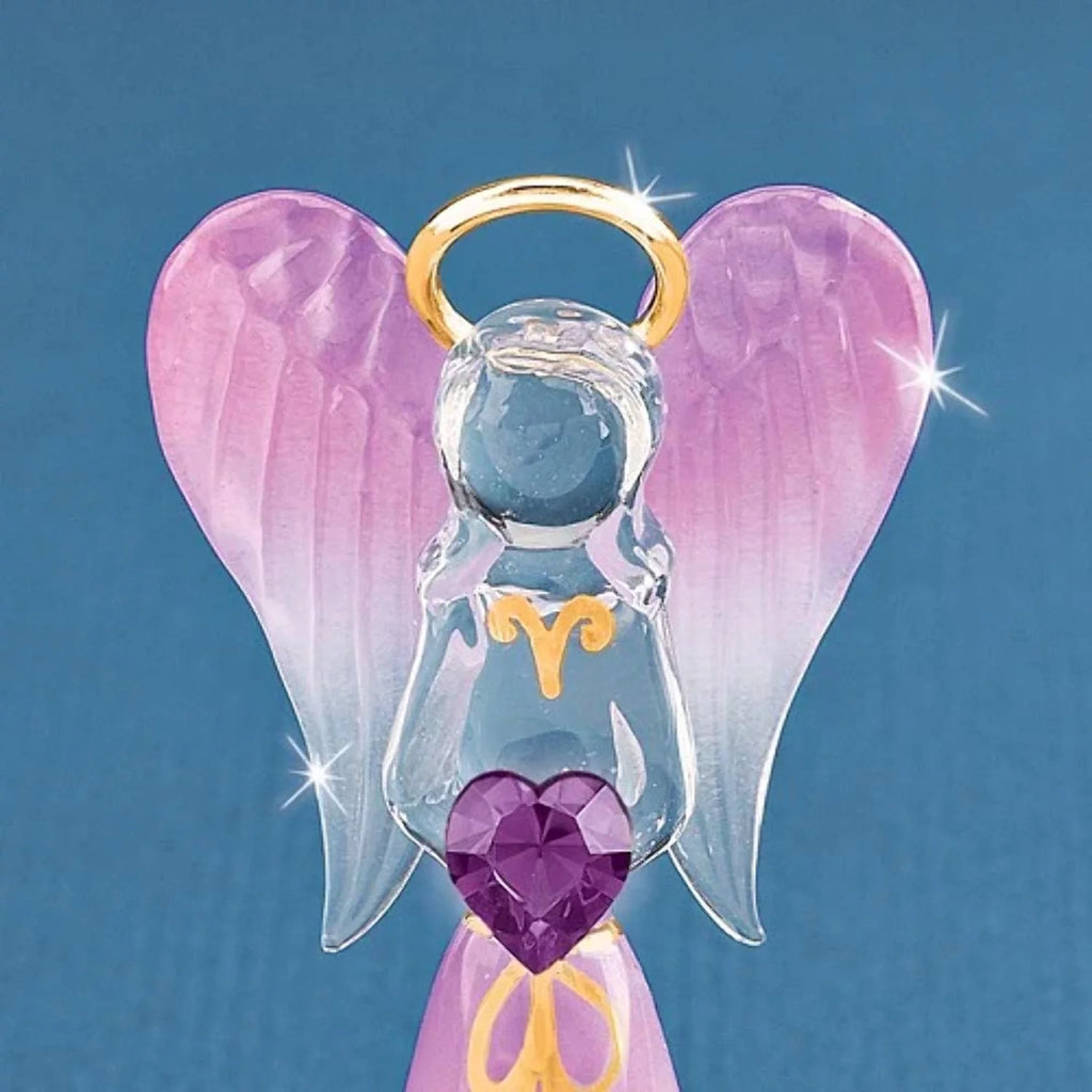 Lavender Angel Figurine with Crystal Heart B855