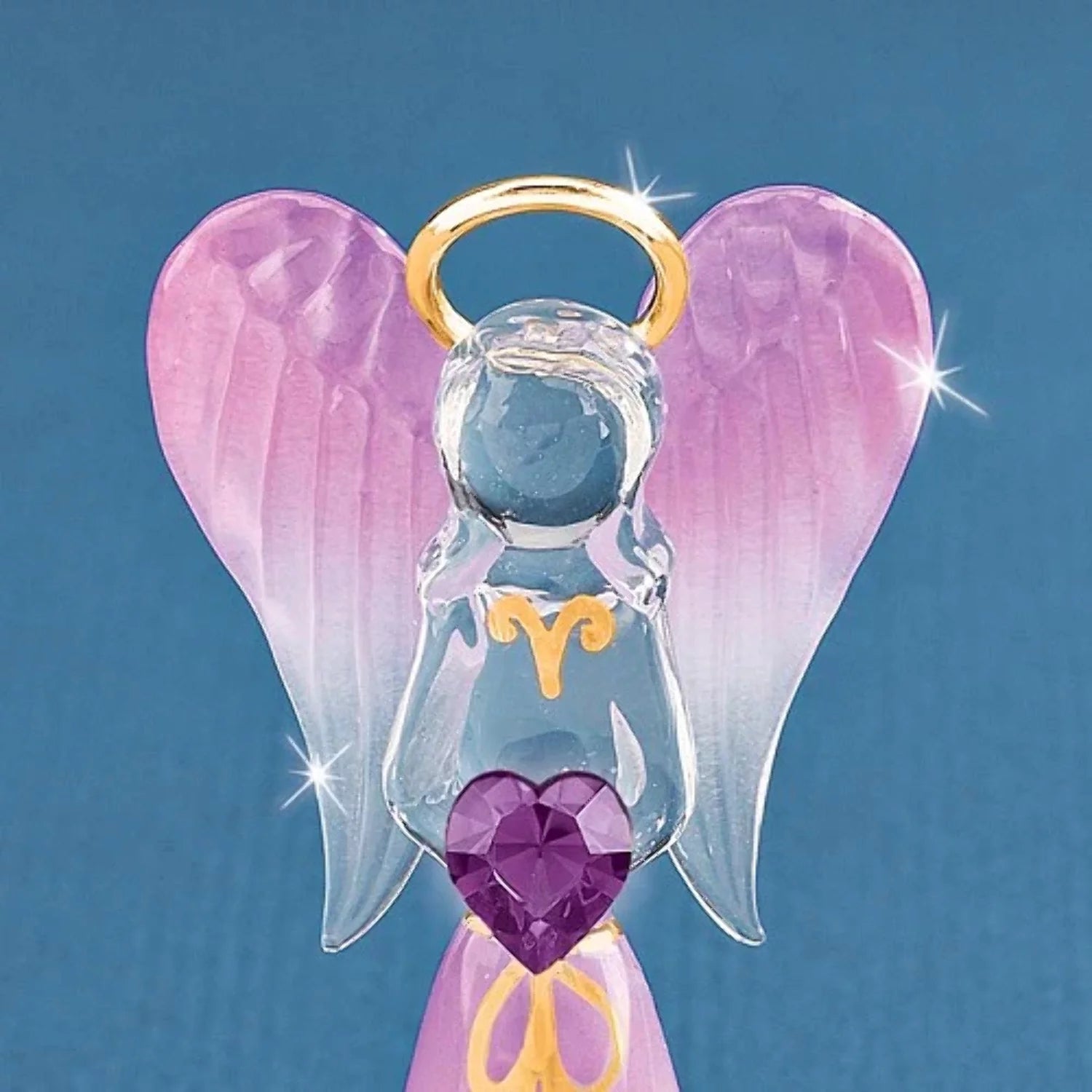Lavender Angel Figurine with Crystal Heart B855