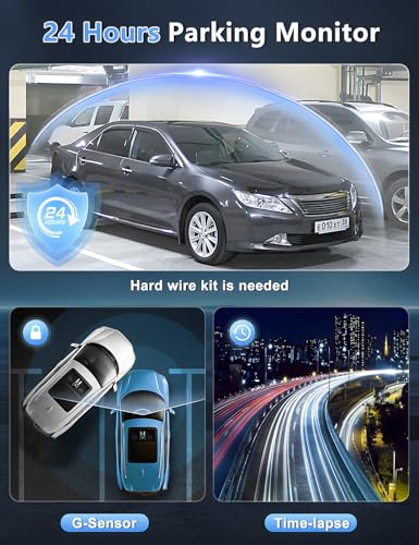 Dash Cam Front and Rear, 4K+1080P WiFi Dual Dash Cam with APP, 3" IPS, Night Vision, 24/7 Parking Monitor C45315