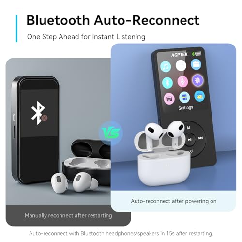 MP3 Player with Bluetooth 5.3, 1.8 Inch Screen, FM Radio, Voice Recorder O744186