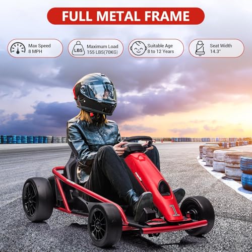 Electric Drift Kart for Kids, 24V Ride On Toy with 2×300W Motors Z27187