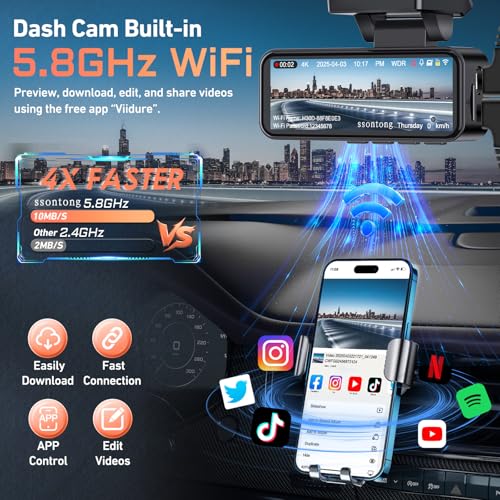 4K Front and Rear Dash Cam with WiFi GPS, 3.2" IPS Screen, Night Vision J83728