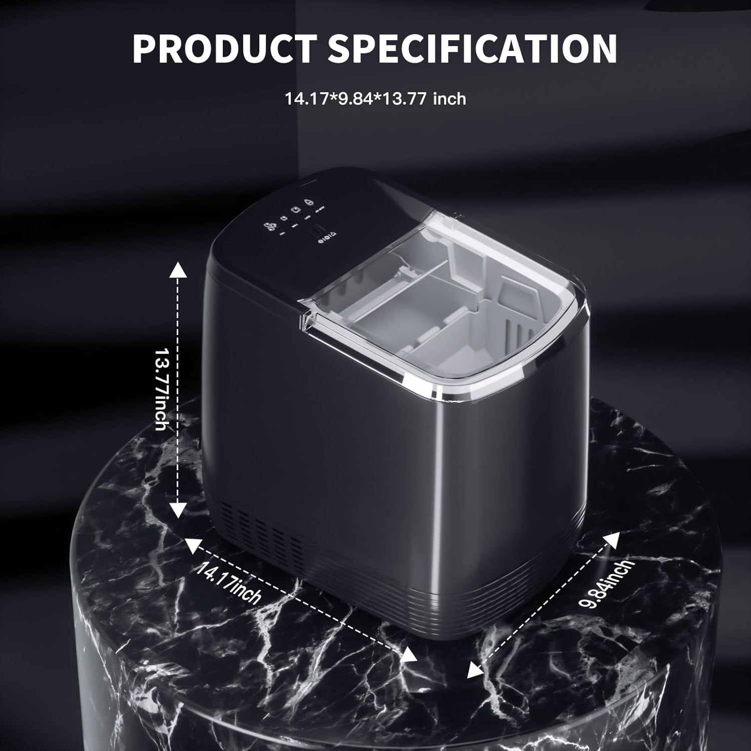 Countertop Ice Maker with Auto-Cleaning, Portable with Basket and Scoop P13620