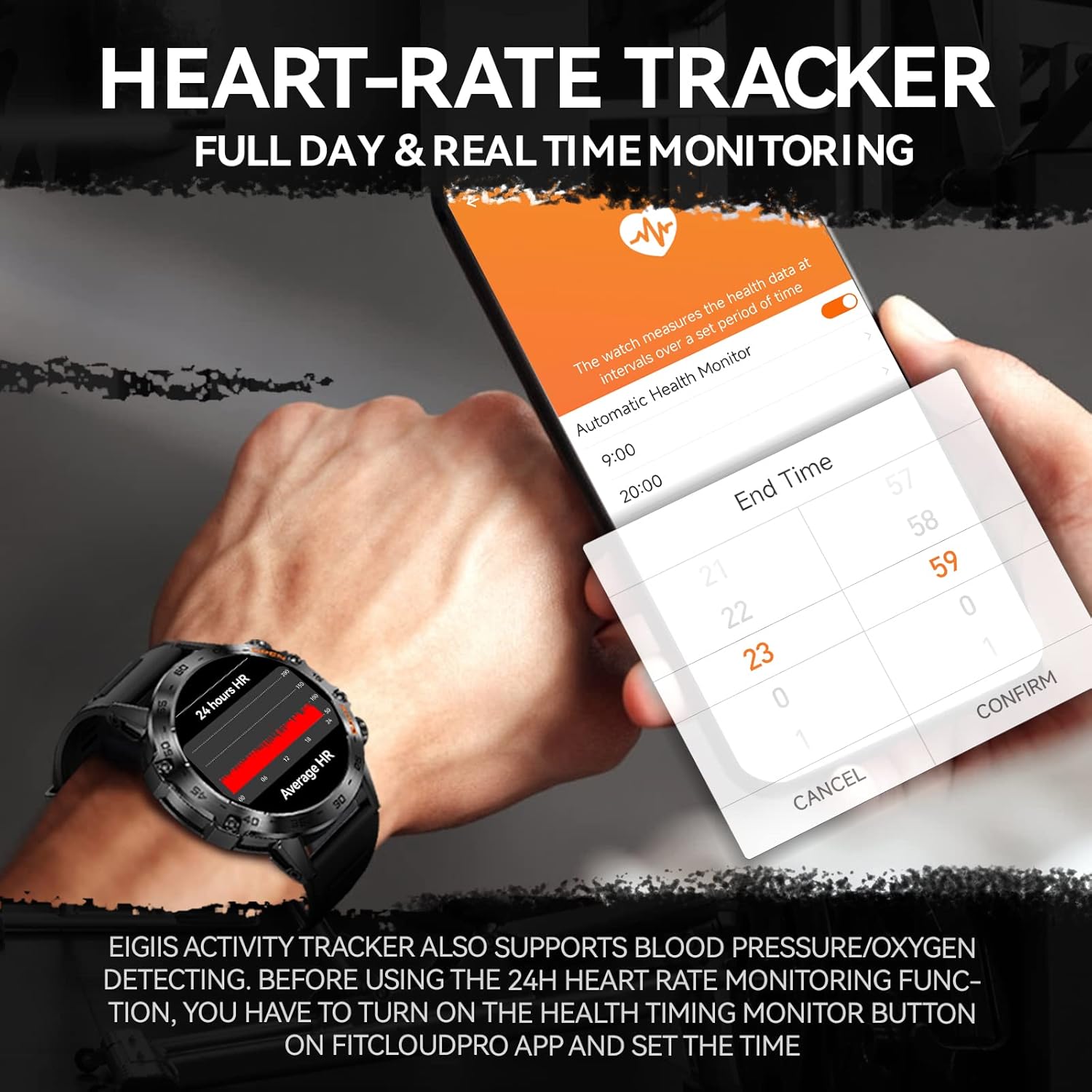 Rugged Tactical Smart Watch with HD Screen, Heart Rate Monitor, Fitness Tracker C8438