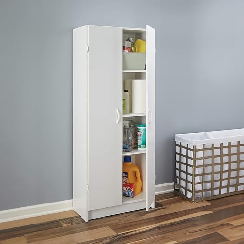 Pantry Cabinet with 2 Doors and Adjustable Shelves, White F51204