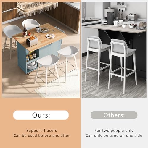 Large Kitchen Island with Drop Leaf, Rolling Cart, Power Outlet and Storage A3211