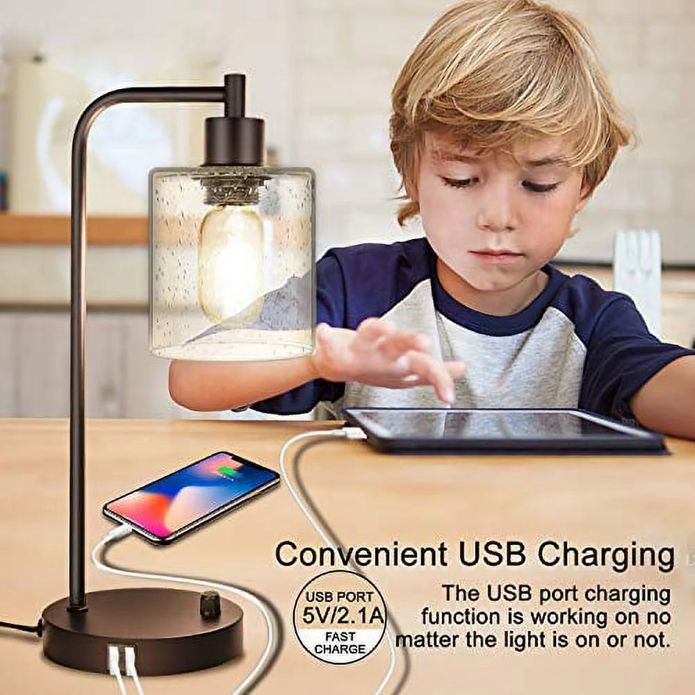 Set of 2 Dimmable Table Lamps with USB Ports for Bedroom F646687
