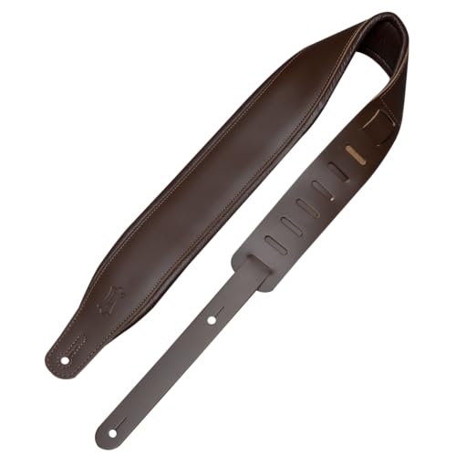 3" Wide Leather Guitar Strap with Foam Padding, Black O895