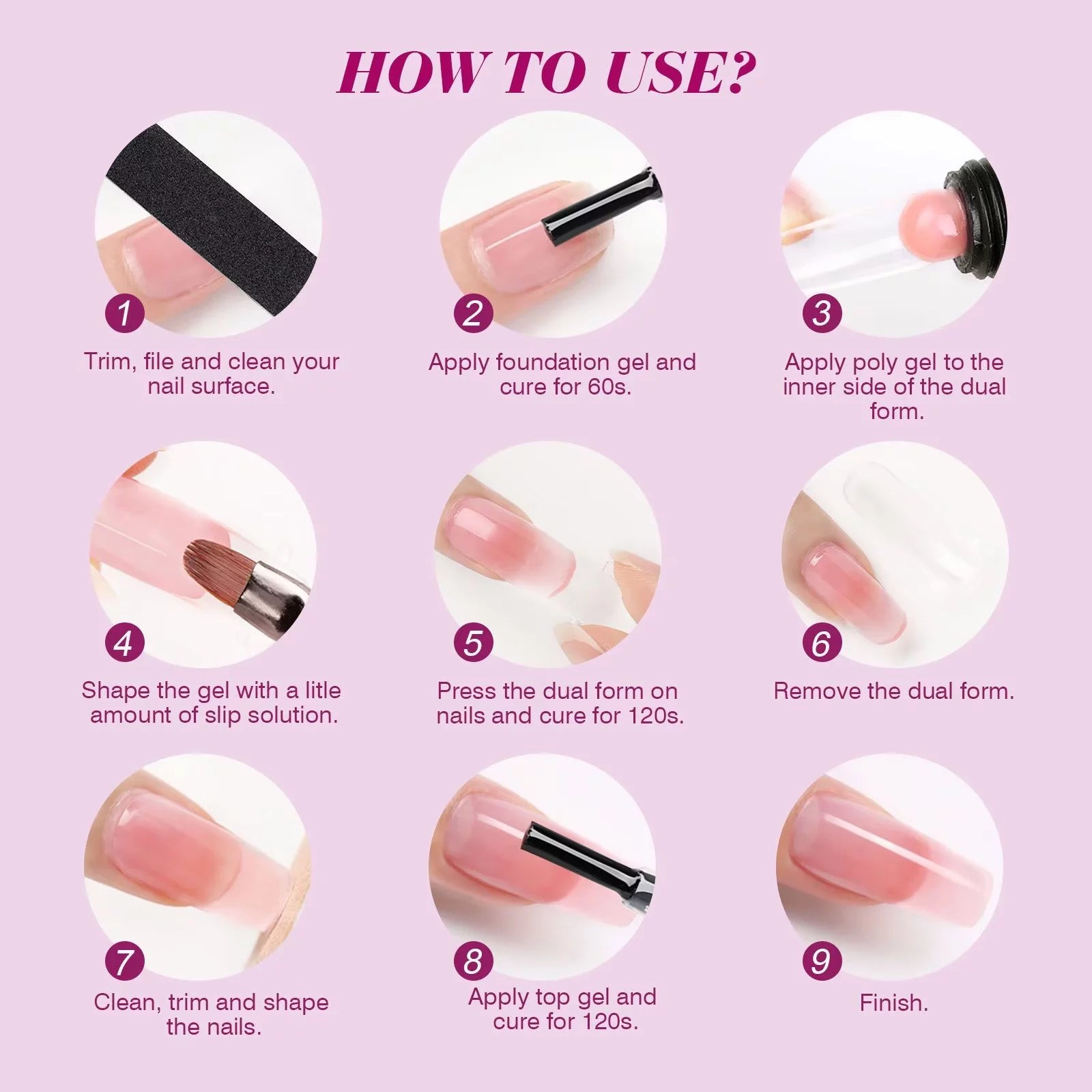 Poly Extension Gel Nail Kit with Nail Lamp, Base and Top Coat M586