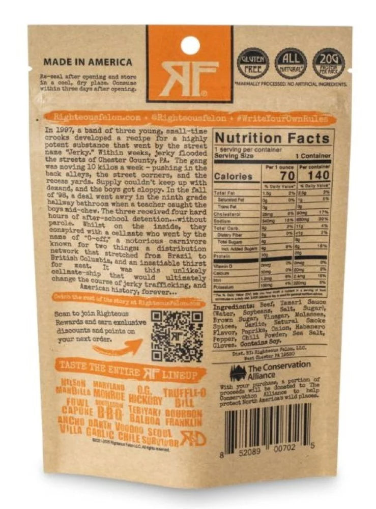 Gluten Free Habanero Beef Jerky 2oz Resealable Bag B670