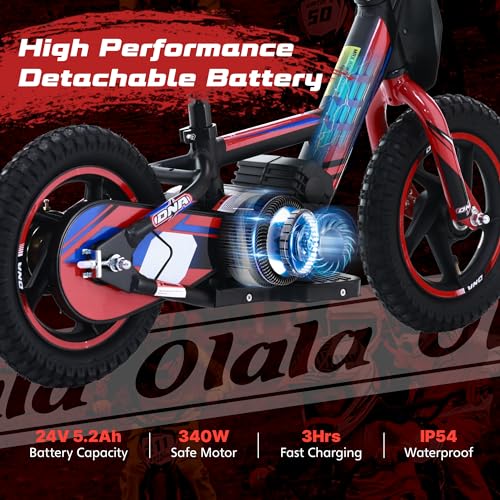 Electric Dirt Bike for Kids Aged 3-6, 170W Motor, 24V Battery, 12IN Tires J8048