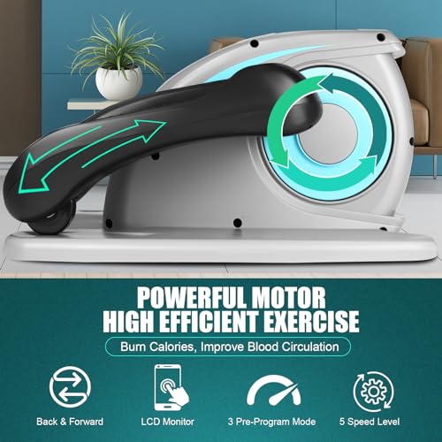 Under Desk Elliptical, Electric Leg Exerciser for Seniors, Portable Seated Foot Pedal with Remote X102