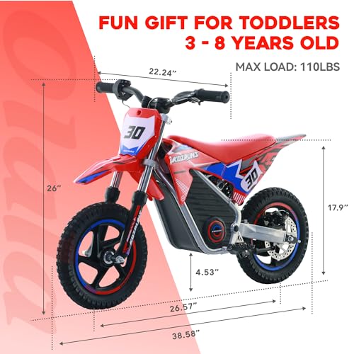 Electric Dirt Bike for Kids Aged 4-8, 350W Brushless Motor, 14'' Off-Road Tires, Blue Y255
