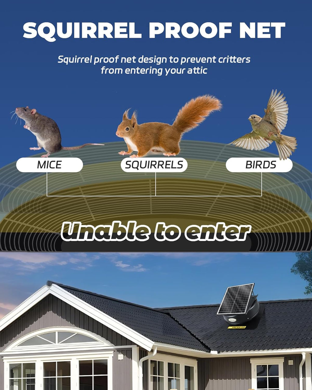 Solar Attic Fan with Remote Control, 40 Watt Roof Exhaust Fan L67451