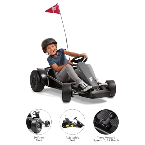 Kids Electric Go-Kart with Adjustable Seat, Grey X830256