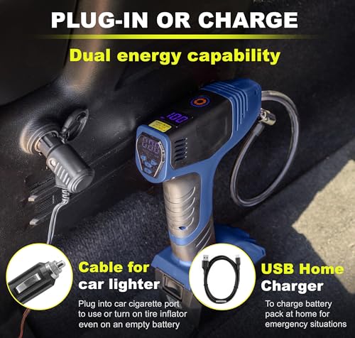 Portable Tire Inflator Air Compressor for Car Tires, 150PSI, 12V DC D119