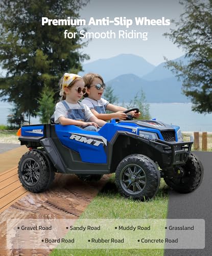 24V Ride on Car 2 Seater with Sun Shade, Dump Bed, 4WD, Pink S782676