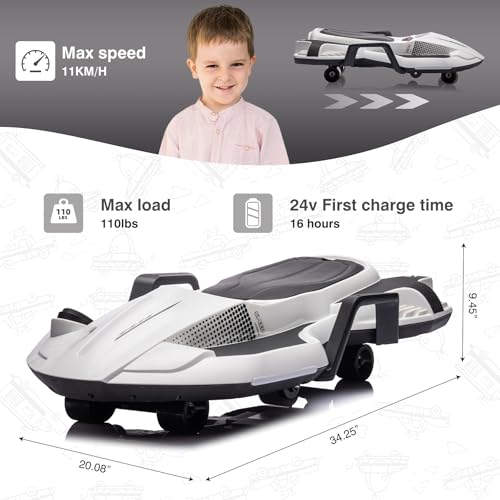 24V Electric Ride On Toy for Kids, Drift Cart with Side Handlebars, LED Lights & Music J79370