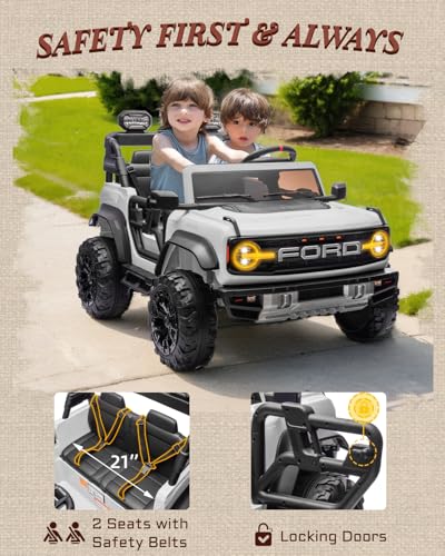 24V Ride on Car for Big Kids, 2 Seater with Remote Control, 4-Wheeler Suspension, 3 Speeds, LED Lights D981