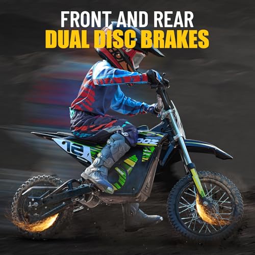 Electric Dirt Bike for Kids, 3 Speed Modes, 18 MPH, 15 Miles Range, Dual Suspension, Disc Brake, 16" Tire, Orange Q704649