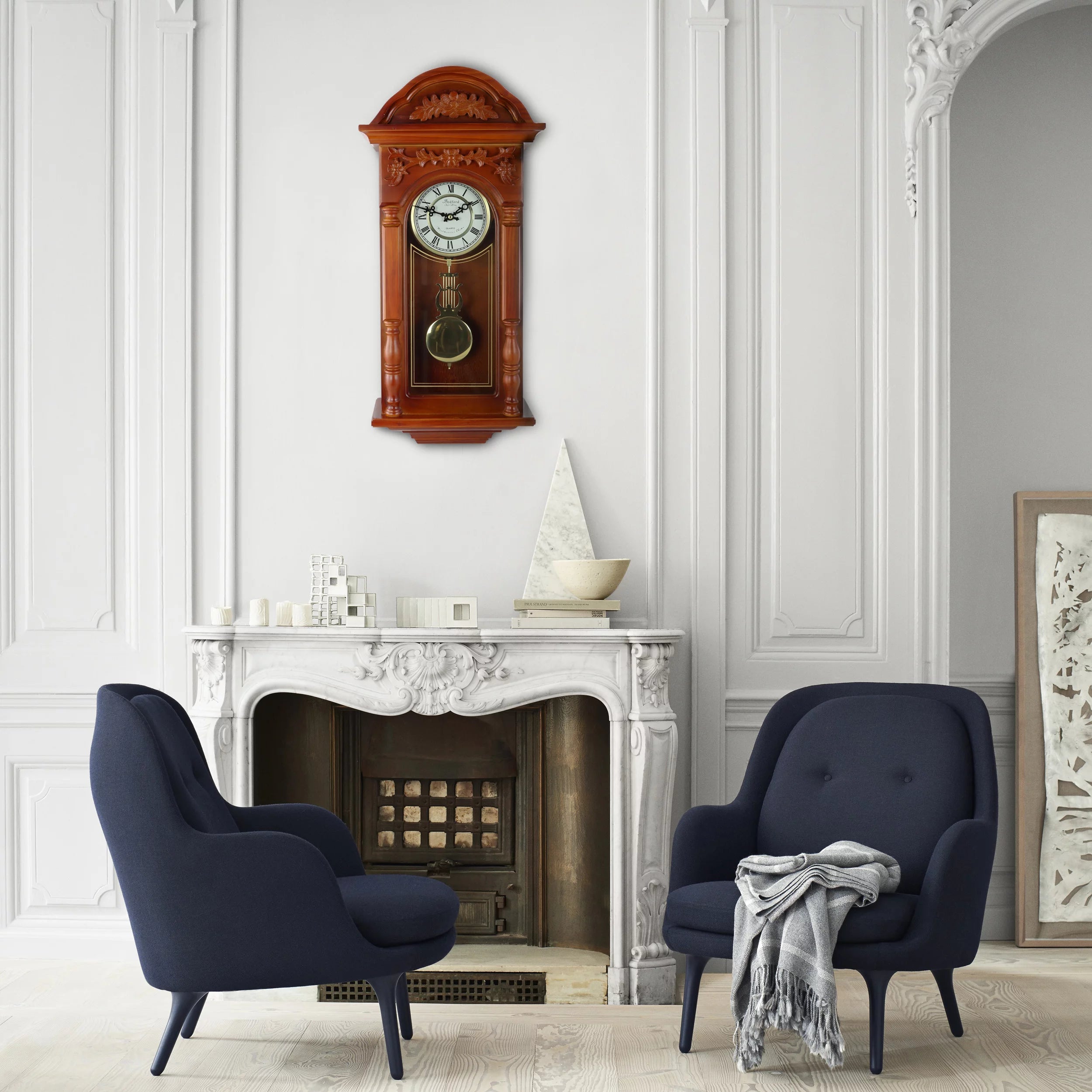 Antique Chiming Wall Clock with Roman Numerals, 27.5" G3579